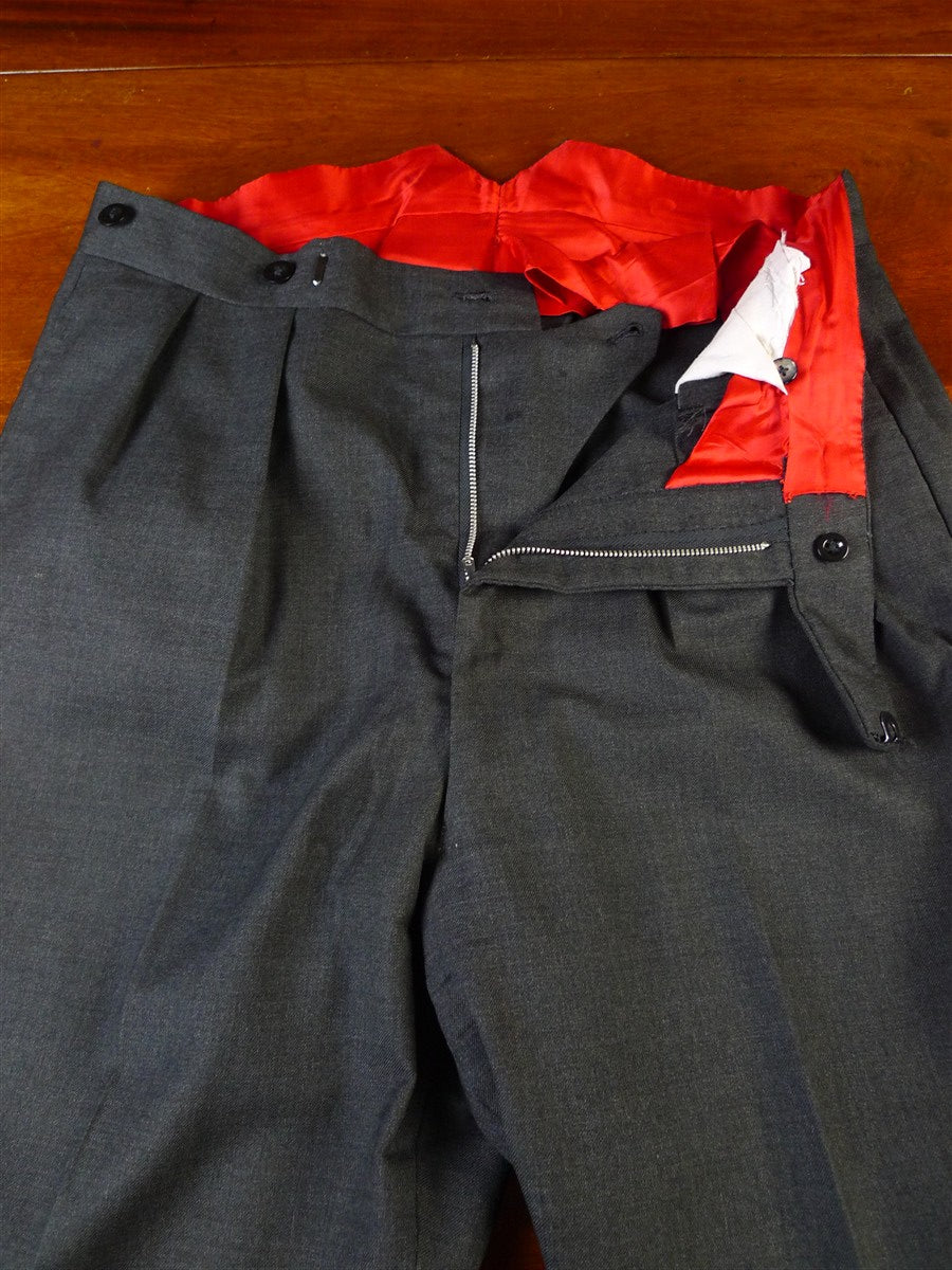 25/0359 anderson & sheppard 2007 savile row bespoke grey worsted trouser (minor damage) 36
