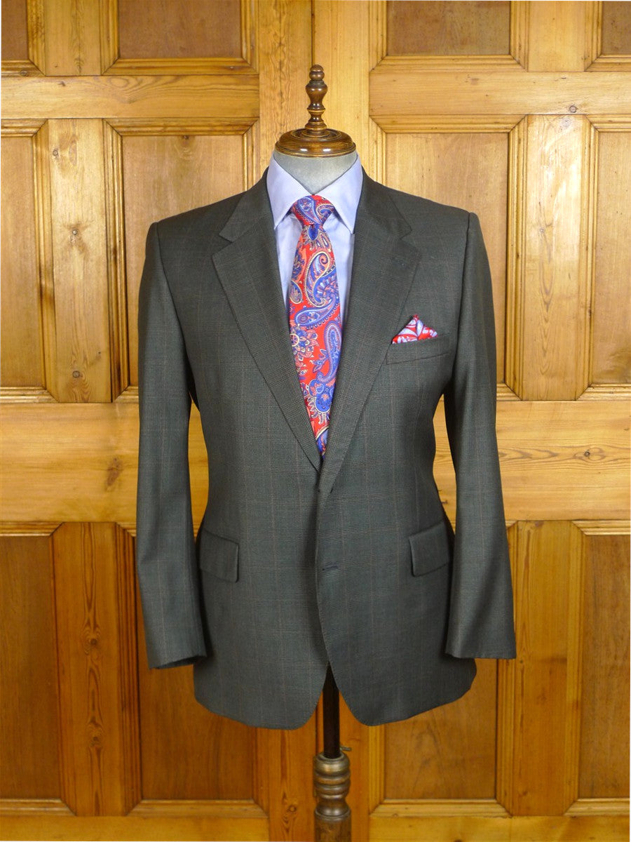 25/0345 immaculate gieves & hawkes savile row glen check wool sports jacket blazer 43 short to regular