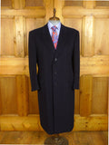 25/0357 immaculate italian 70% wool & 30% cashmere navy blue overcoat 40-42 regular