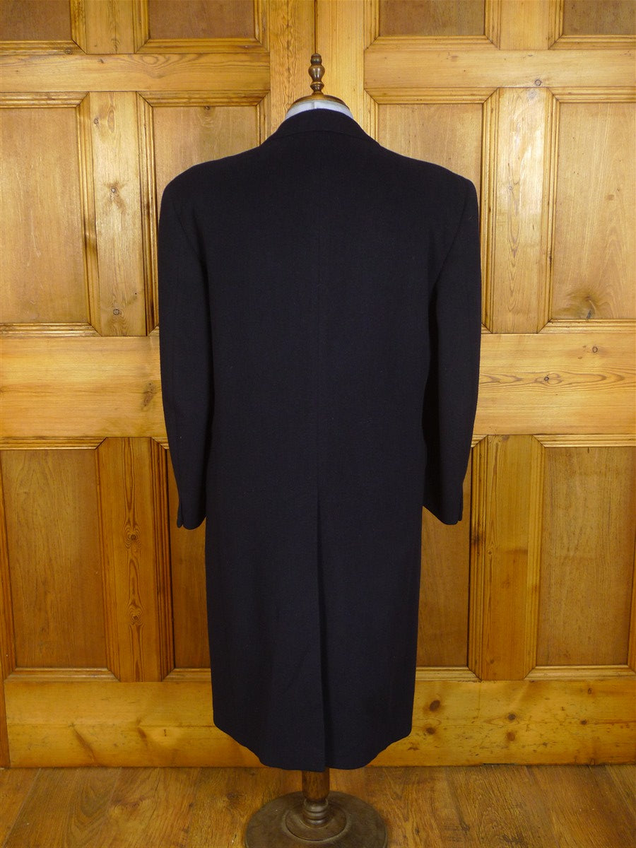 25/0357 immaculate italian 70% wool & 30% cashmere navy blue overcoat 40-42 regular