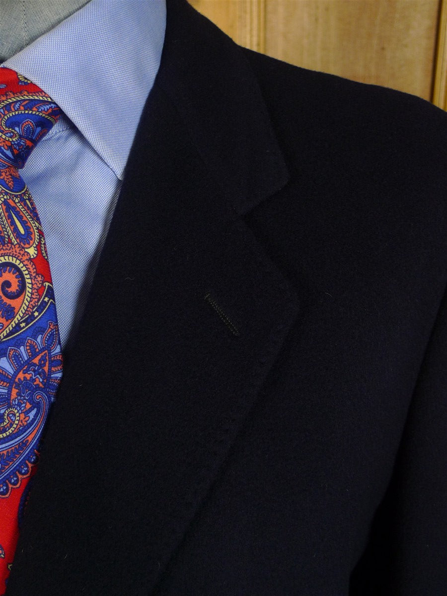 25/0357 immaculate italian 70% wool & 30% cashmere navy blue overcoat 40-42 regular