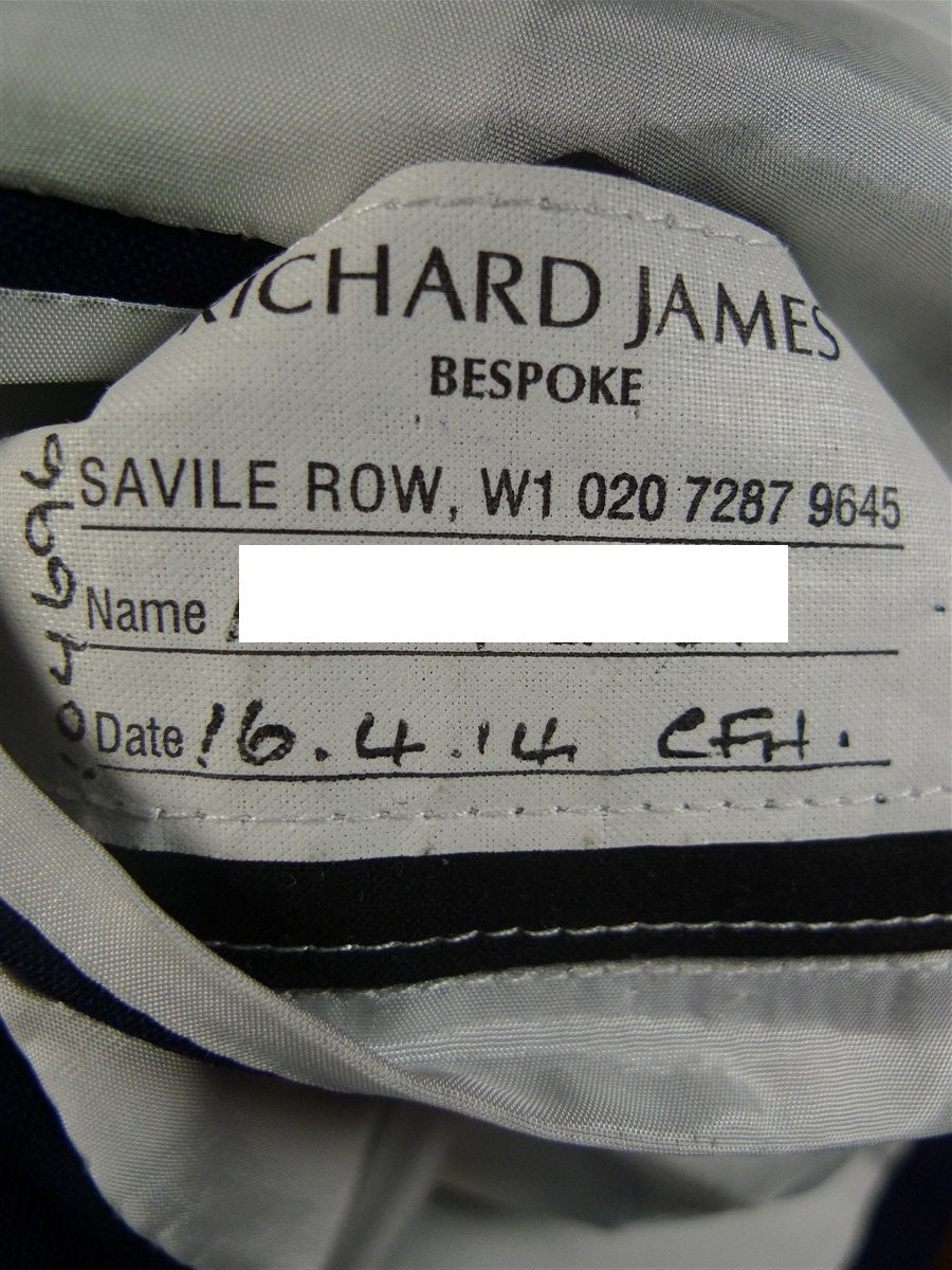 25/0350 richard james 2014 savile row bespoke dark royal blue wool & mohair suit 39 regular