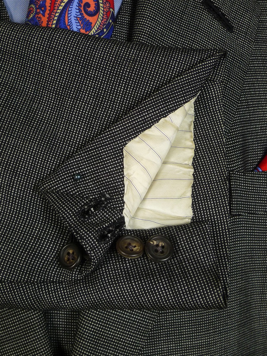 25/0349 vintage british bespoke heavyweight nailhead weave worsted 3-piece suit w/ 2 pair trousers 43-44 short