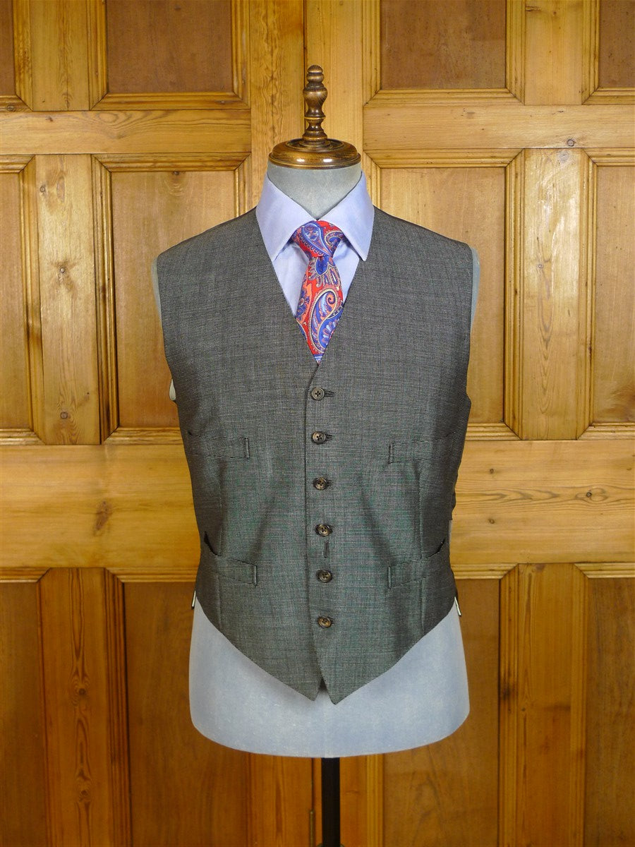 25/0349 vintage british bespoke heavyweight nailhead weave worsted 3-piece suit w/ 2 pair trousers 43-44 short