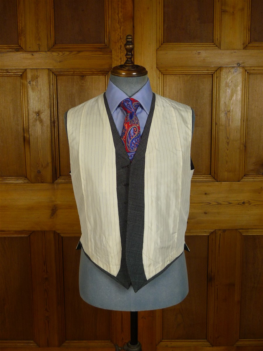 25/0349 vintage british bespoke heavyweight nailhead weave worsted 3-piece suit w/ 2 pair trousers 43-44 short