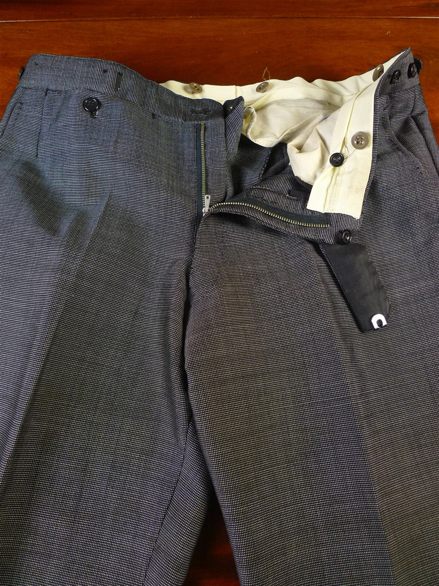 25/0349 vintage british bespoke heavyweight nailhead weave worsted 3-piece suit w/ 2 pair trousers 43-44 short