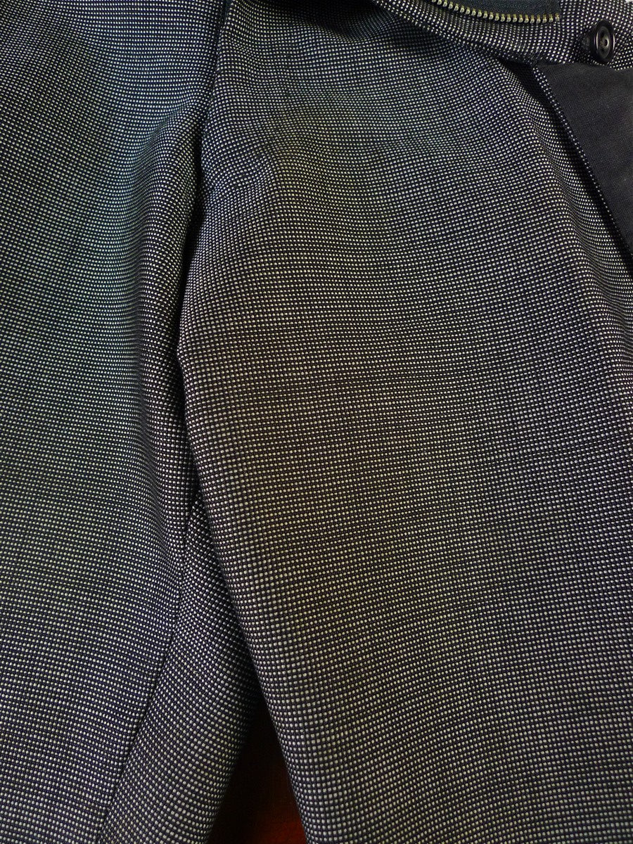 25/0349 vintage british bespoke heavyweight nailhead weave worsted 3-piece suit w/ 2 pair trousers 43-44 short