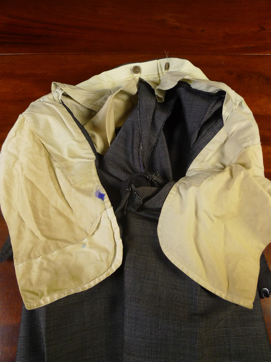 25/0349 vintage british bespoke heavyweight nailhead weave worsted 3-piece suit w/ 2 pair trousers 43-44 short