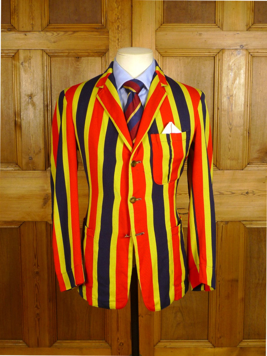 25/0354 wonderful genuine 1930s 1940s vintage bold stripe boating blazer 33-34