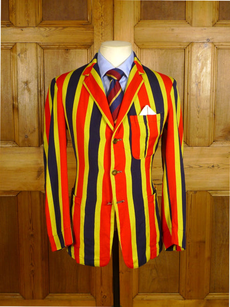 25/0354 wonderful genuine 1930s 1940s vintage bold stripe boating blazer 33-34
