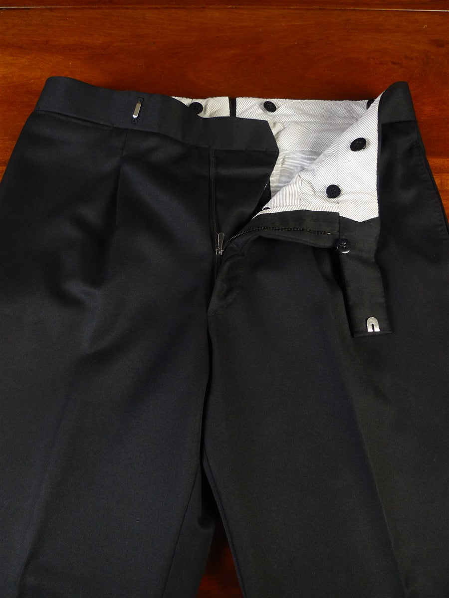25/0444 immaculate cifonelli paris 2017 bespoke black wool & mohair trouser 34