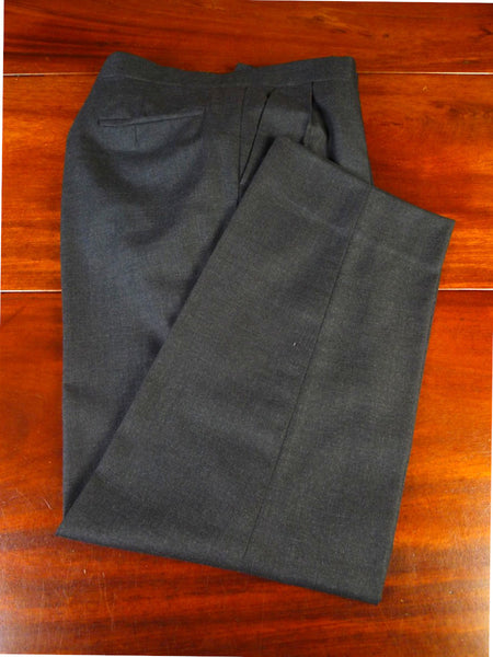 25/0443 immaculate brian russell 2010 savile row bespoke charcoal grey pick weave high-rise worsted trouser 35