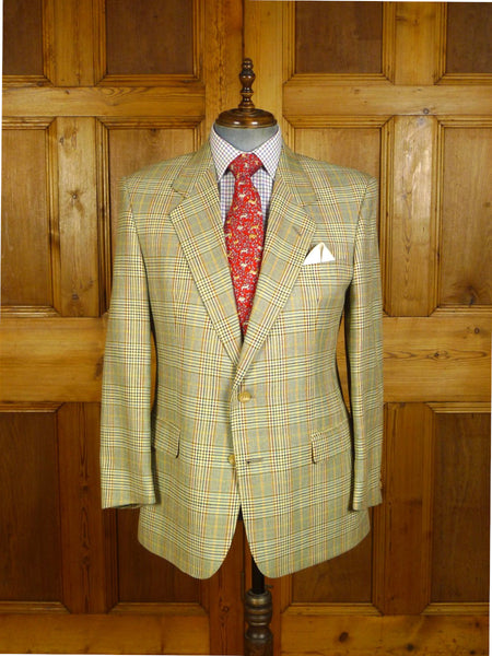 25/0372 immaculate vintage daks dd glen check wool linen & silk sports jacket blazer 40-41 regular