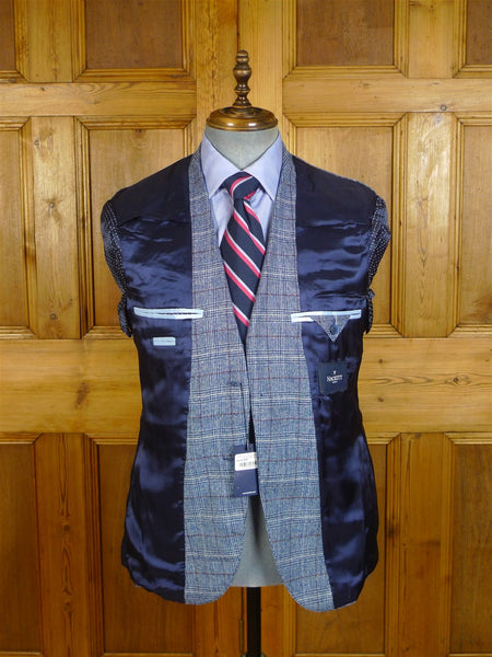 25/0401v new w/tags hackett london blue / red wp check cotton & linen ...