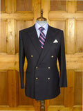 25/0392 vintage huntsman savile row navy blue worsted d/b blazer w/ red lining 41 regular