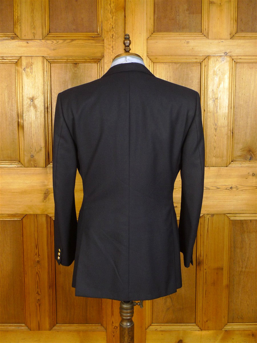 25/0392 vintage huntsman savile row navy blue worsted d/b blazer w/ red lining 41 regular