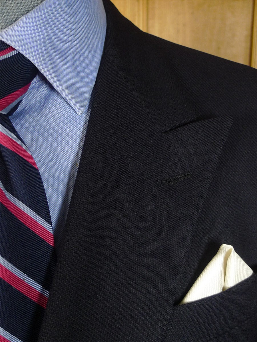 25/0392 vintage huntsman savile row navy blue worsted d/b blazer w/ red lining 41 regular