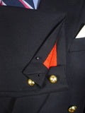 25/0392 vintage huntsman savile row navy blue worsted d/b blazer w/ red lining 41 regular