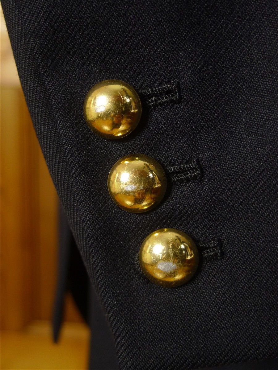 25/0392 vintage huntsman savile row navy blue worsted d/b blazer w/ red lining 41 regular