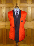 25/0392 vintage huntsman savile row navy blue worsted d/b blazer w/ red lining 41 regular