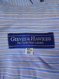 25/0493 gieves & hawkes savile row blue stripe cotton shirt collar 16.5