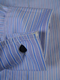 25/0493 gieves & hawkes savile row blue stripe cotton shirt collar 16.5
