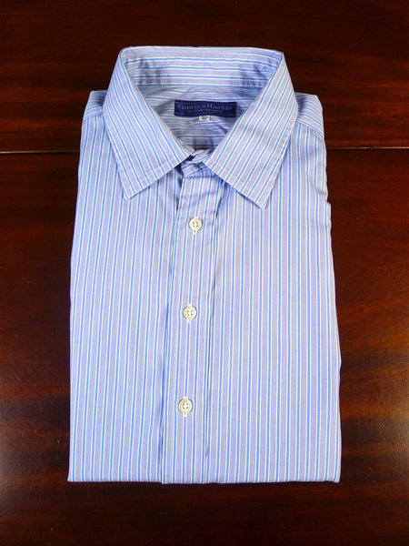 25/0493 gieves & hawkes savile row blue stripe cotton shirt collar 16.5