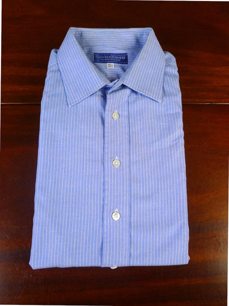 25/0494 gieves & hawkes savile row blue stripe cotton shirt collar 16.5