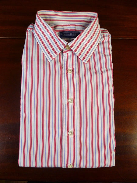 25/0489 gieves & hawkes savile row red blue  stripe cotton shirt collar 16.5