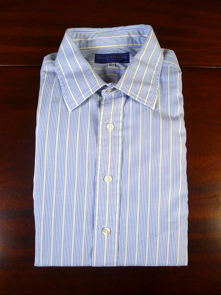 25/0490 gieves & hawkes savile row blue yellow stripe cotton shirt collar 16.5