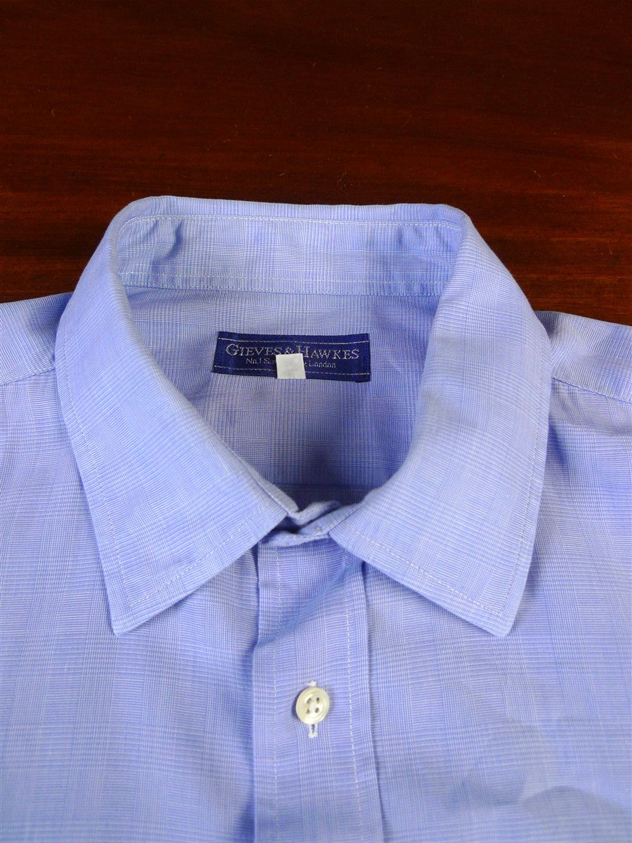 25/0495 gieves & hawkes savile row blue cotton d/cuff shirt collar 16.5