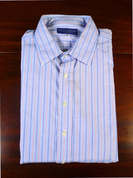 25/0537 gieves & hawkes savile row blue red stripe cotton shirt 16.5