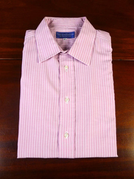 25/0538 gieves & hawkes savile row pink red stripe cotton shirt 17