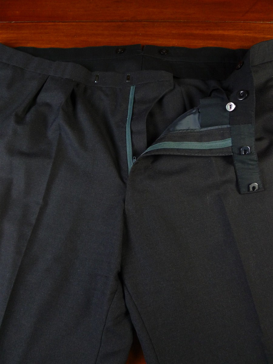 25/0453 immaculate 2018 kent & haste savile row bespoke charcoal grey worsted high-rise trouser 51