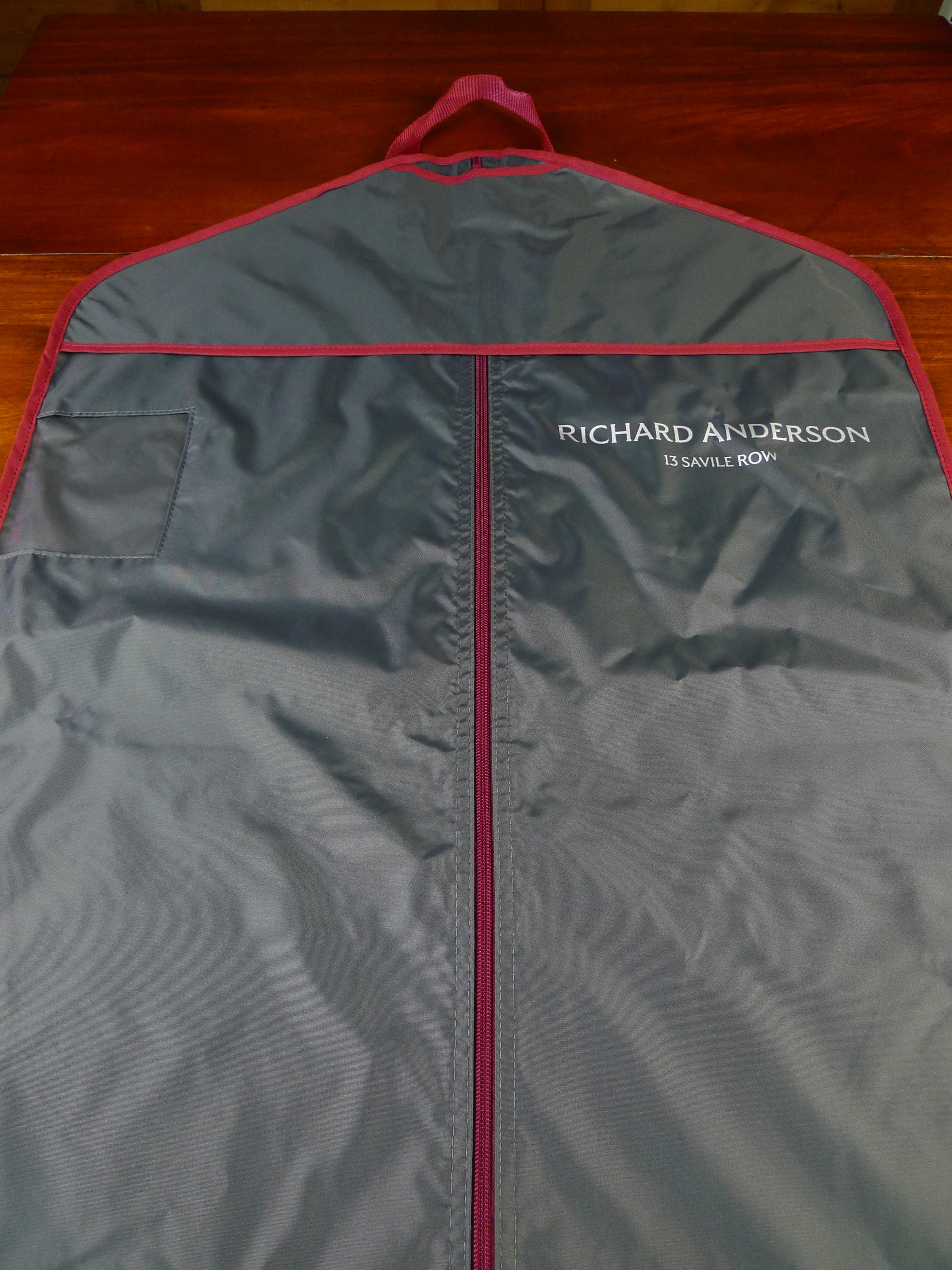 25/0955 richard anderson savile row bespoke grey suit carrier bag