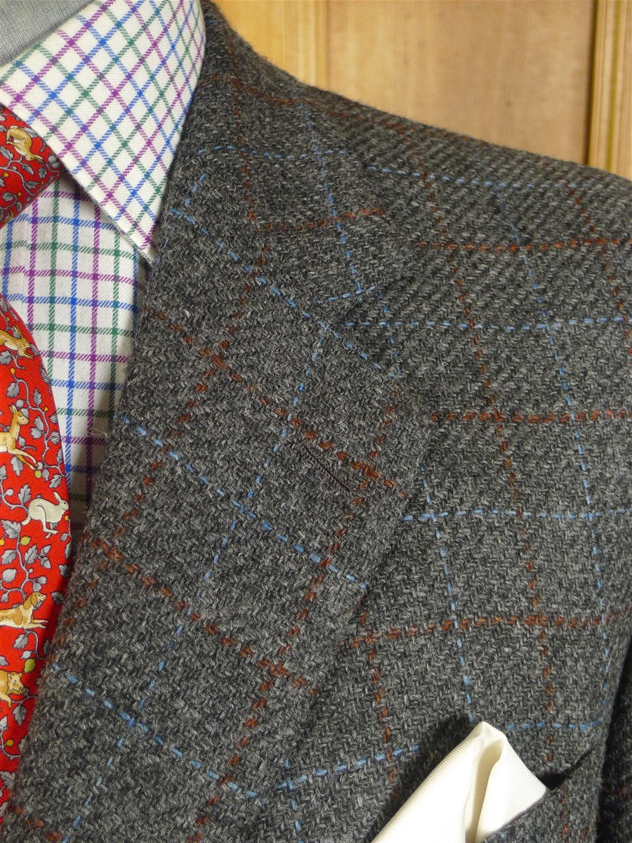 25/0465 immaculate vinnci london grey / red & blue wp check tweed sports jacket 44 regular