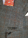 25/0465 immaculate vinnci london grey / red & blue wp check tweed sports jacket 44 regular