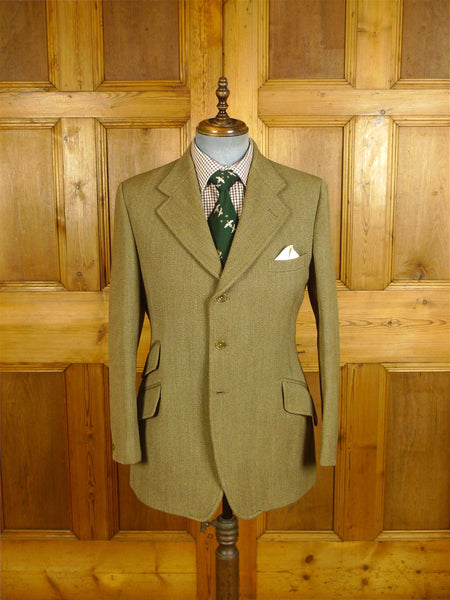25/0510 vintage philips & piper heavyweight green keepres tweed hacking jacket w/ ghillie collar 41 regular