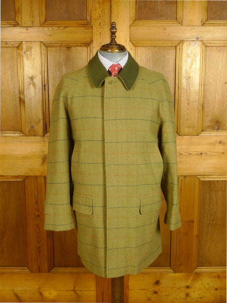 25/0534 immaculate grenfell green wp check tweed shooting jacket field coat 42-45