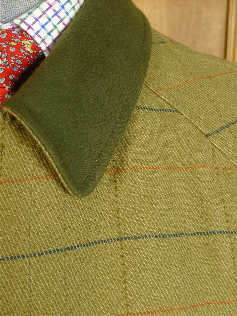 25/0534 immaculate grenfell green wp check tweed shooting jacket field coat 42-45
