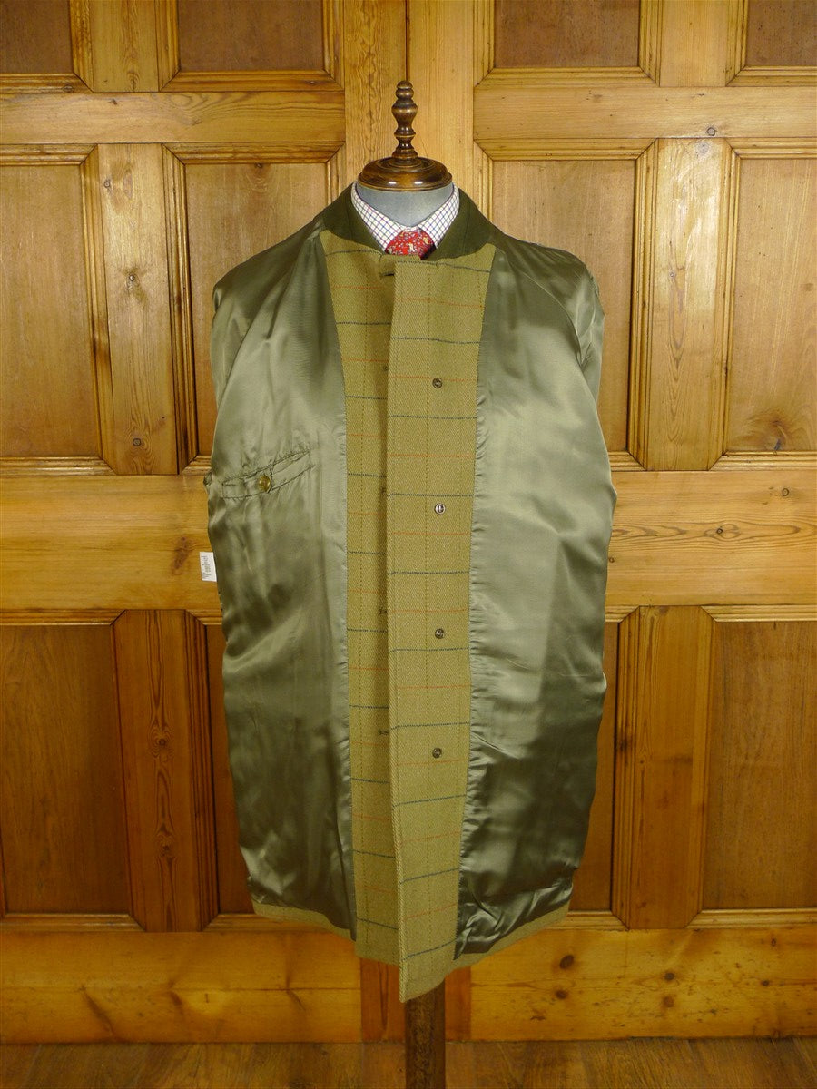 25/0534 immaculate grenfell green wp check tweed shooting jacket field coat 42-45