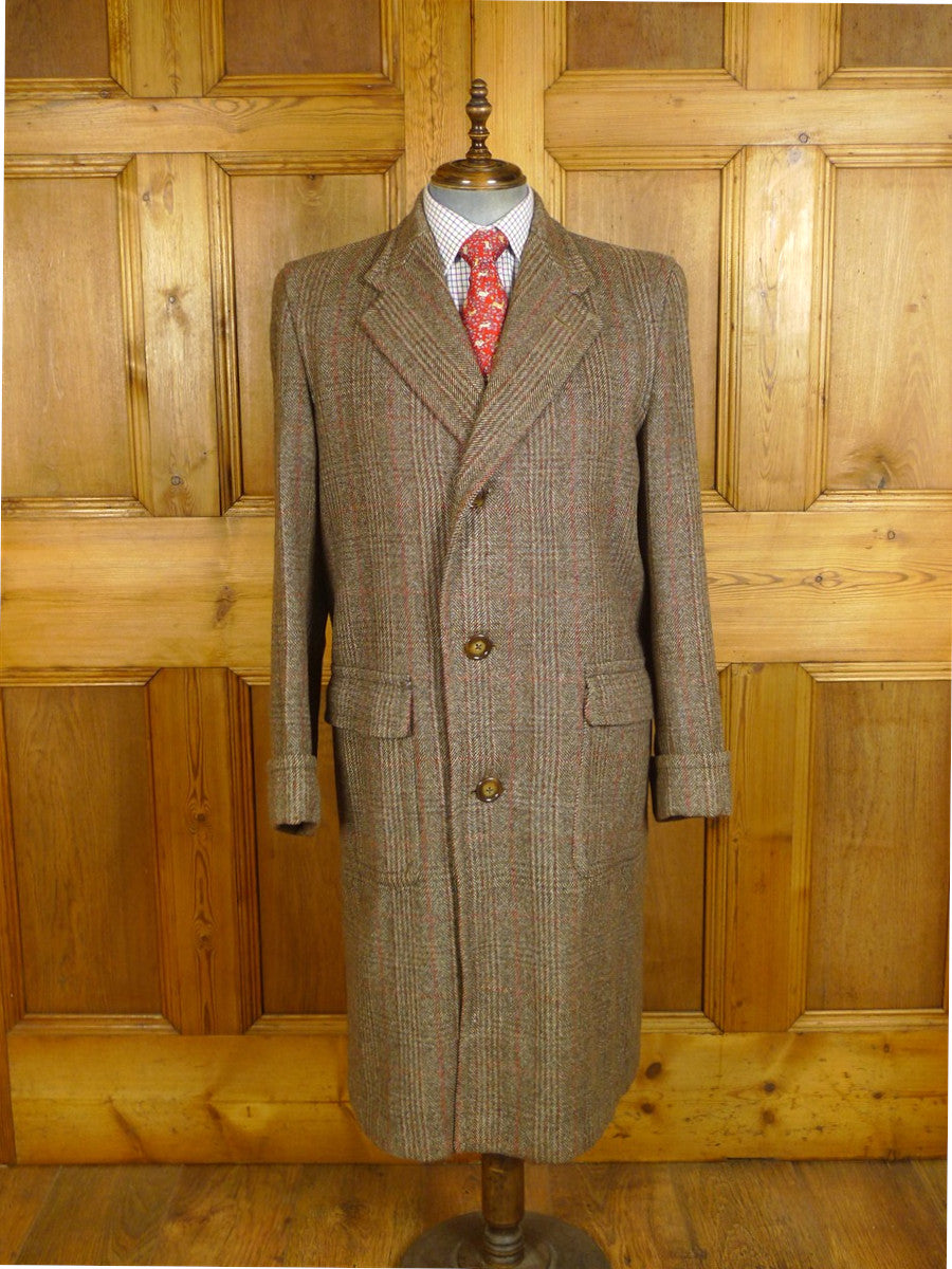 25/0529 beautiful genuine 1940s vintage heavyweight brown tweed coat overcoat 42
