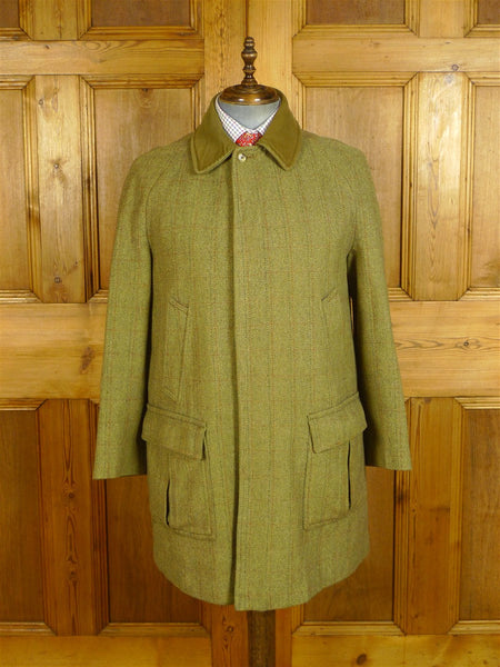 25/0536 vintage invertere heavyweight green / red wp check tweed shooting jacket field coat 42