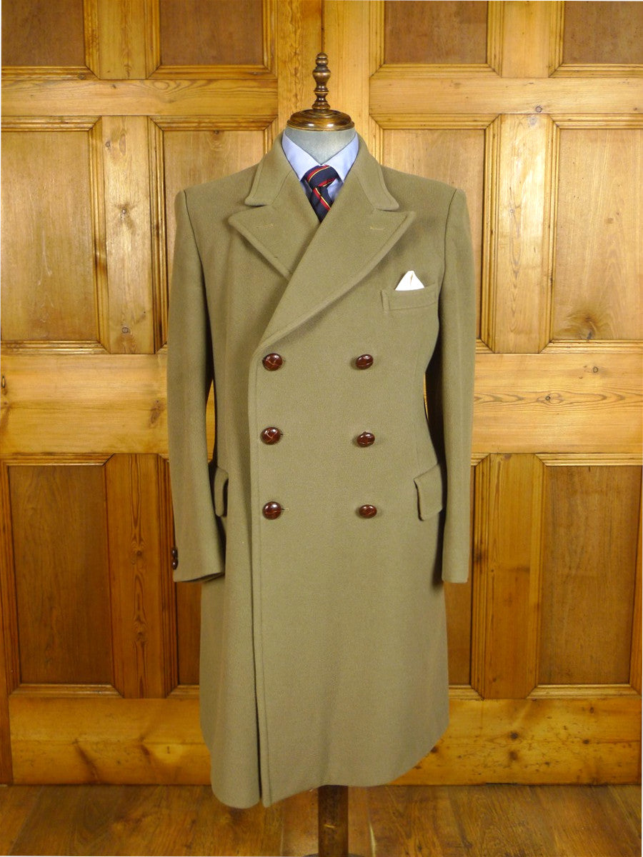 25/0530 vintage extra-heavy crombie melton wool british warm overcoat 43-44 long