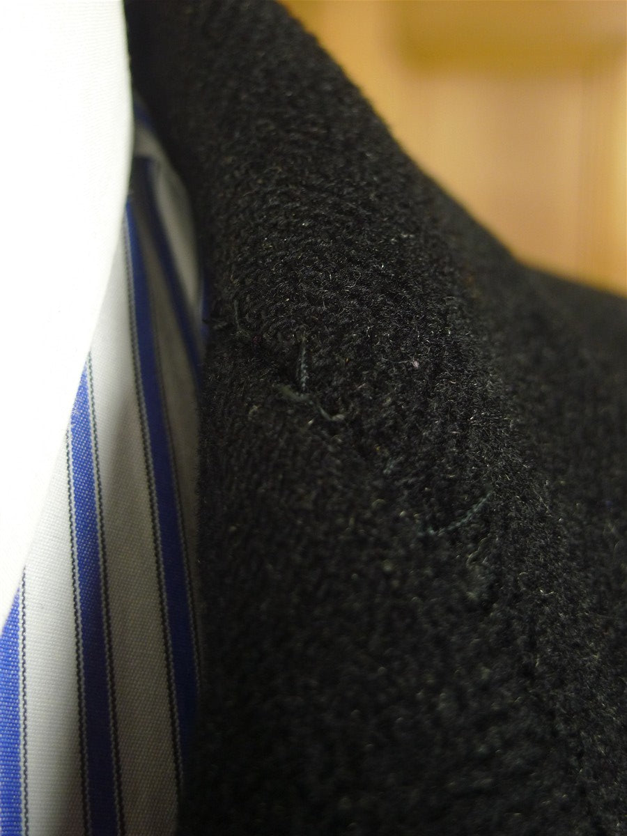 25/0531 superb genuine 1940s 1950s vintage extra-heavy black textured crombie wool d/b overcoat king coat 42-44