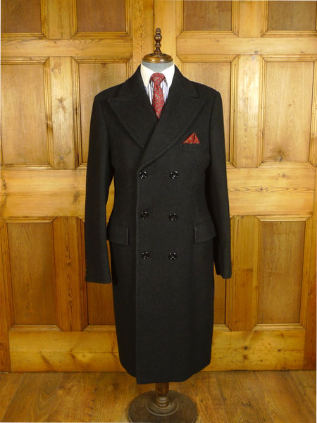 25/0532 beautiful genuine 1940s 1950s vintage extra-heavy charcoal grey melton wool d/b overcoat king coat 41-42