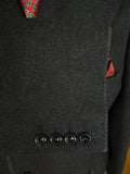 25/0532 beautiful genuine 1940s 1950s vintage extra-heavy charcoal grey melton wool d/b overcoat king coat 41-42
