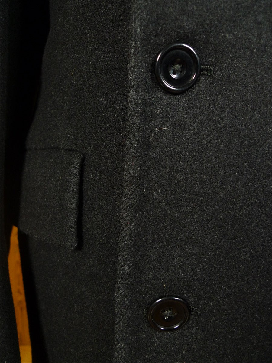 25/0532 beautiful genuine 1940s 1950s vintage extra-heavy charcoal grey melton wool d/b overcoat king coat 41-42