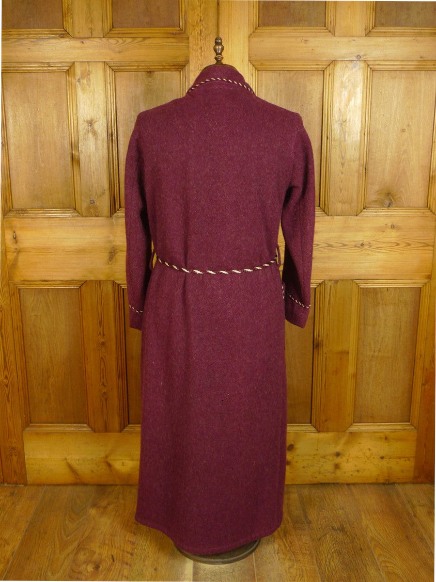 25/0526 genuine 1940s vintage burgundy red wool tweed dressing robe w ...