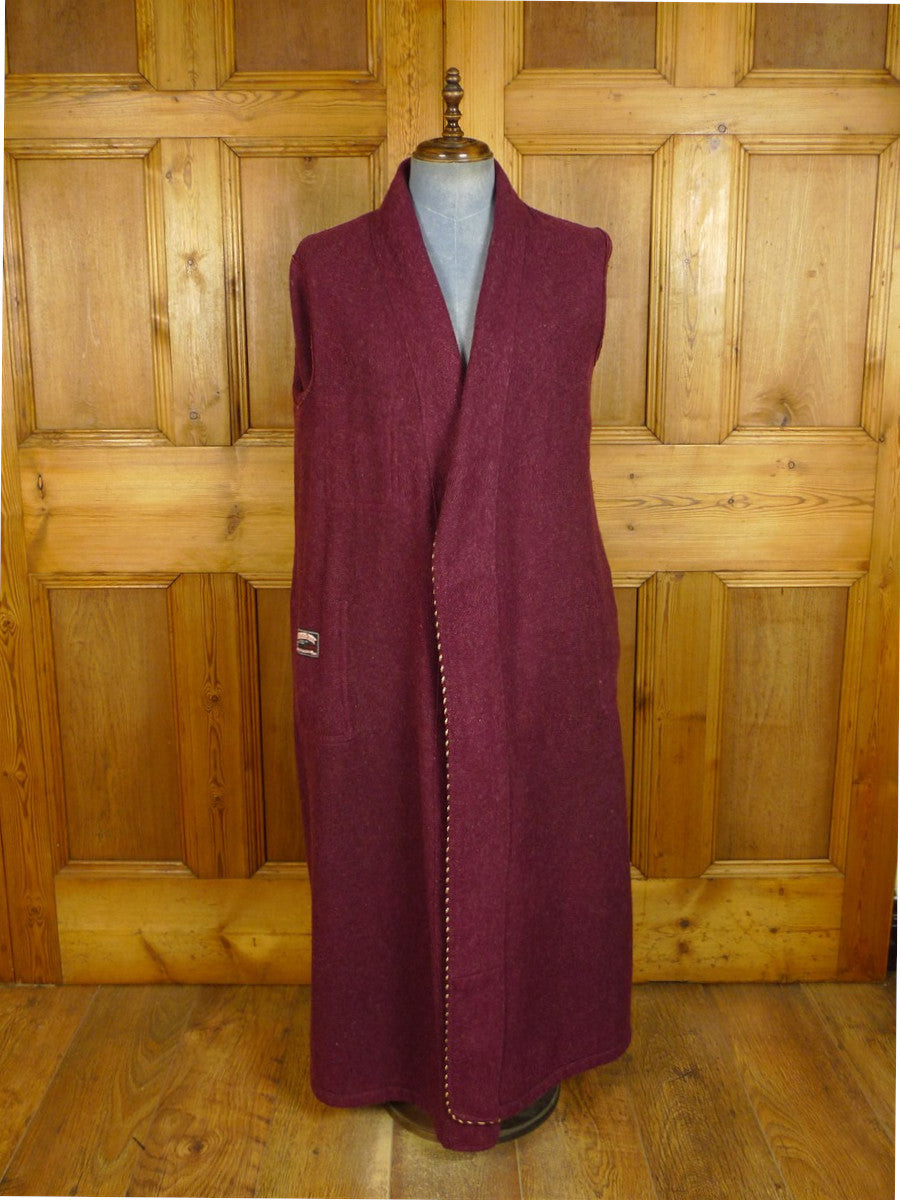 25/0526 genuine 1940s vintage burgundy red wool tweed dressing robe w ...